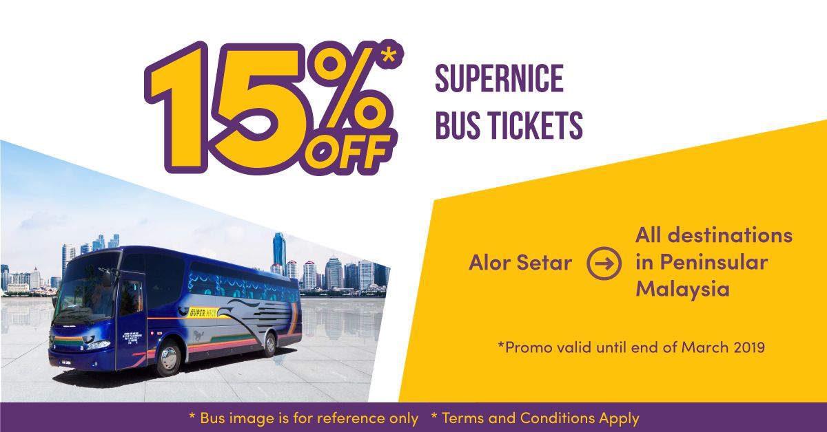 15% off Bus Tickets from Alor Setar by Supernice