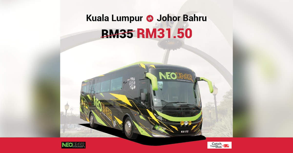 Promo 10% off JB to/from KL Bus Ticket by Neoliner Express